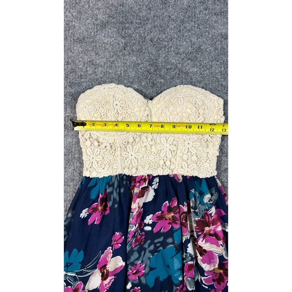 Love Culture Maxi Dress Women Small Multi Floral High Low Hem Back Zip Strapless - Picture 7 of 11